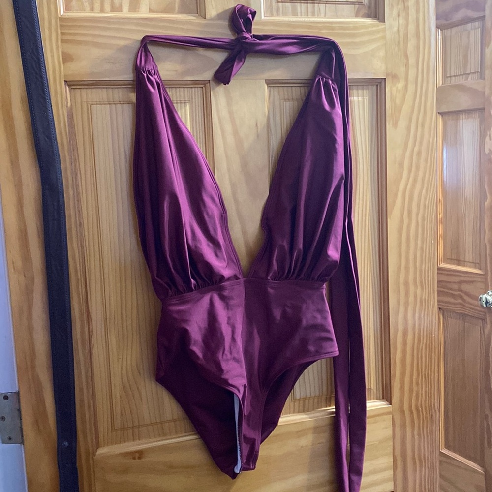 Burgundy one piece swimsuit